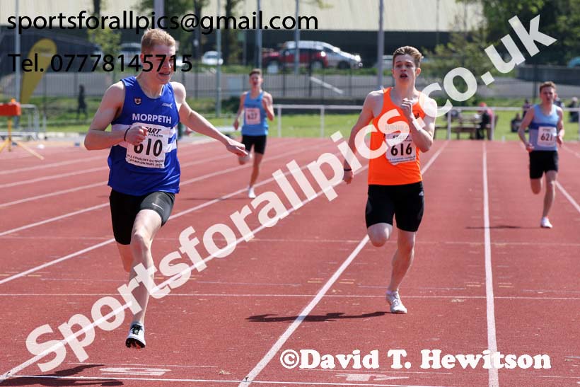 Mens under-20s 400 metres, 2019 North Eastern Track and Field Champs., Middlesbrough. Photo:  David T. Hewitson/Sports for All Pics